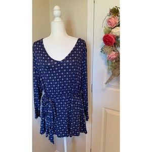 LANE BRYANT -  Blue Print Blouse - 22/24